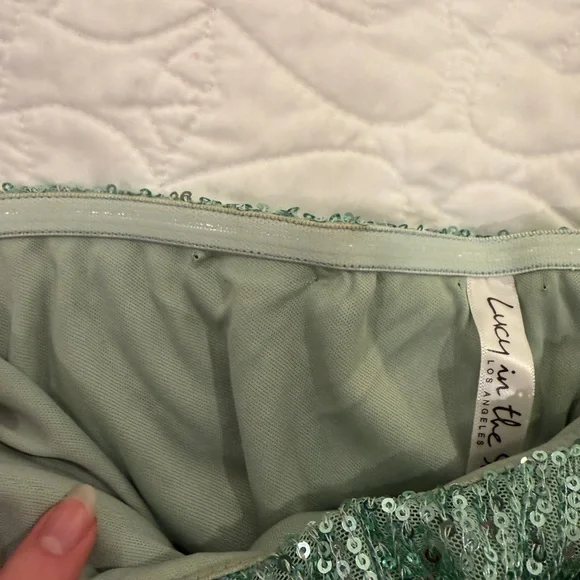 Lucy in the Sky Sansa Knit Sequin Corset Dress in Green - Picture 5 of 5